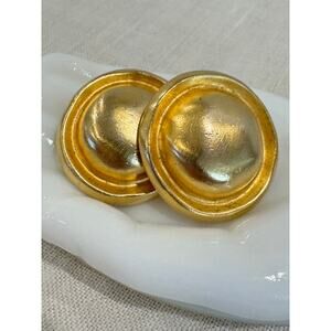 Vintage Givenchy Gold Tone Domed Button Clip-On Earrings